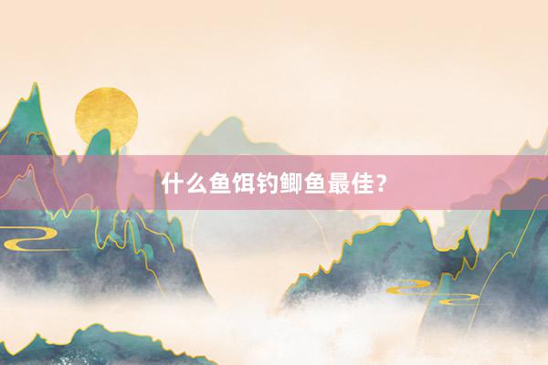 什么鱼饵钓鲫鱼最佳？